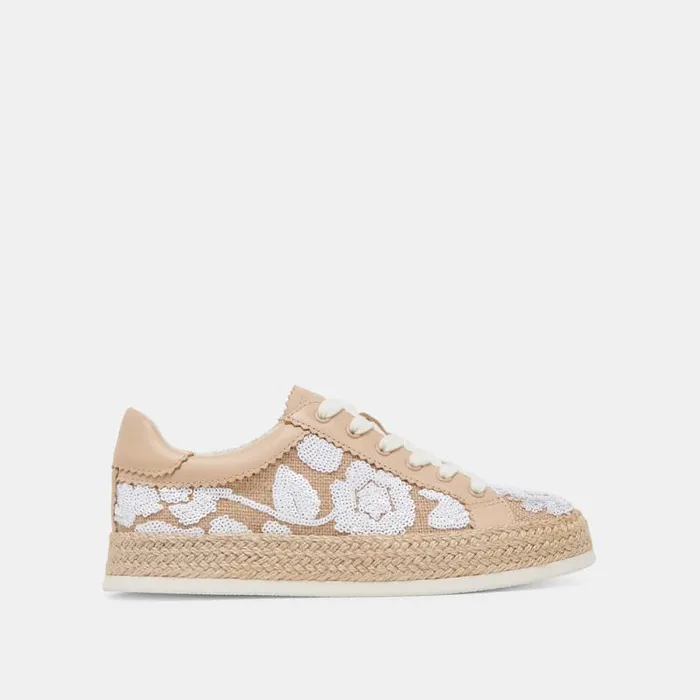 Dolce Vita Azalia Sneakers Natural Multi Floral Sequin Women Sneakers