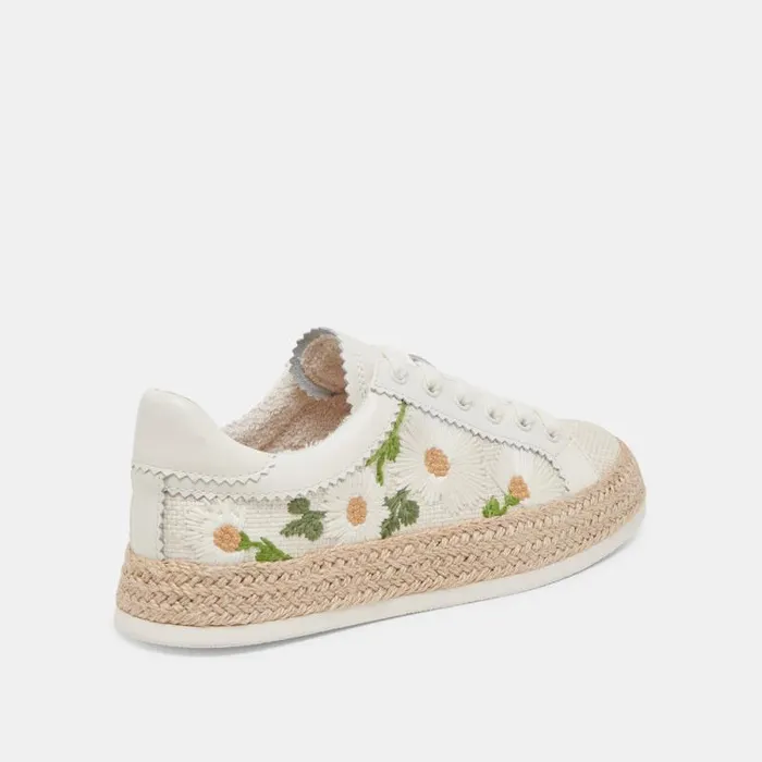 Dolce Vita Azalia Sneakers White Floral Raffia Women Sneakers