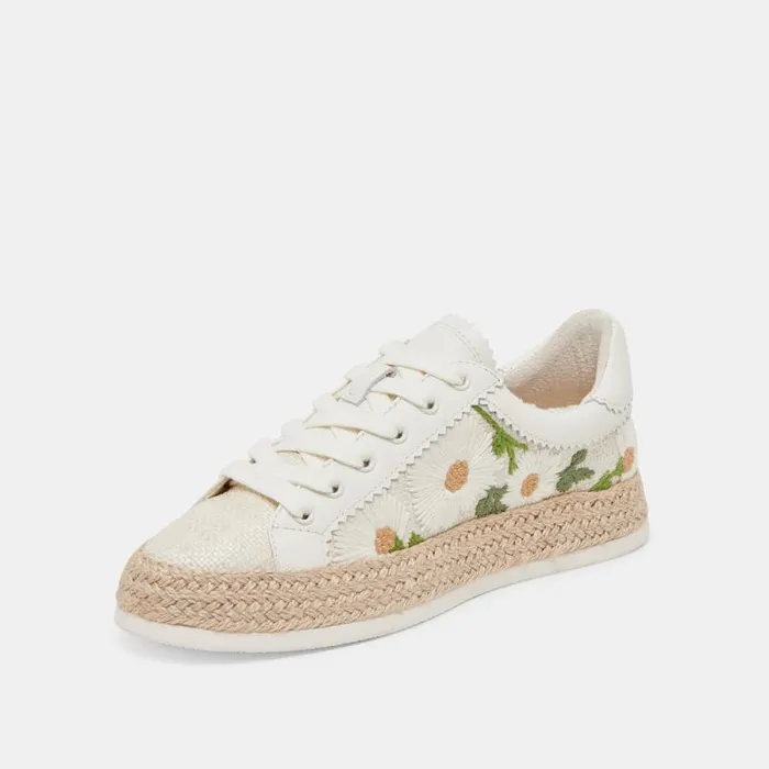 Dolce Vita Azalia Sneakers White Floral Raffia Women Sneakers