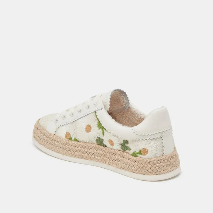 Dolce Vita Azalia Sneakers White Floral Raffia Women Sneakers