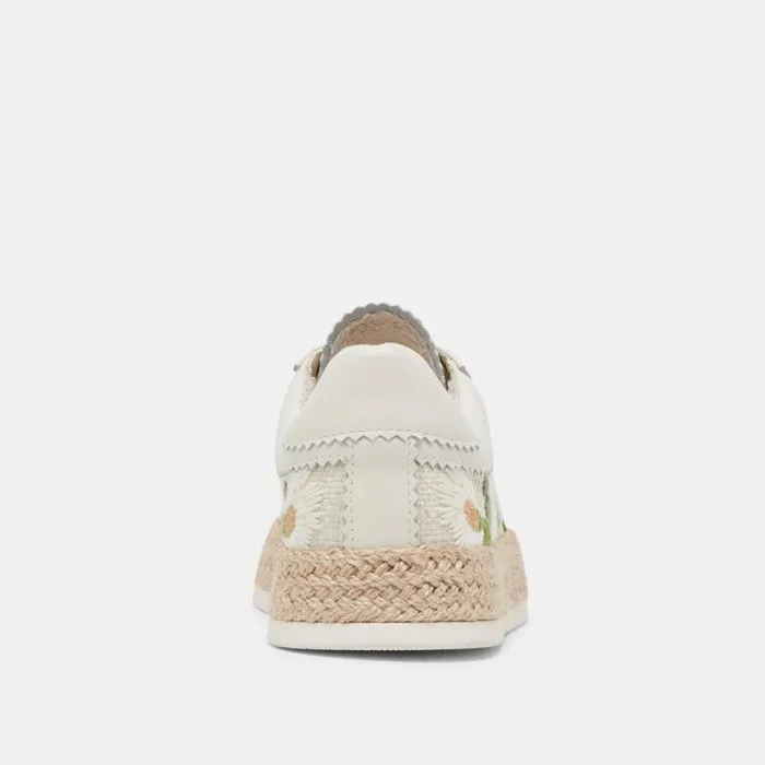 Dolce Vita Azalia Sneakers White Floral Raffia Women Sneakers