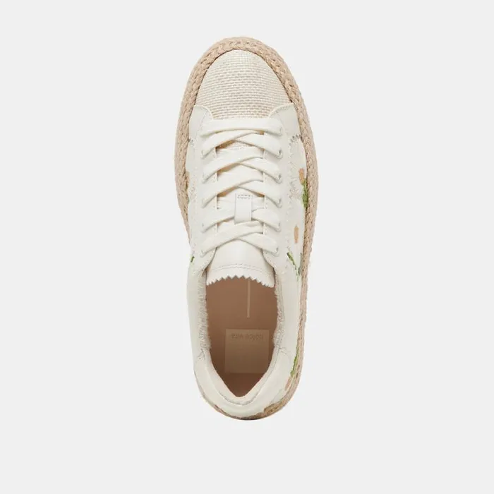 Dolce Vita Azalia Sneakers White Floral Raffia Women Sneakers