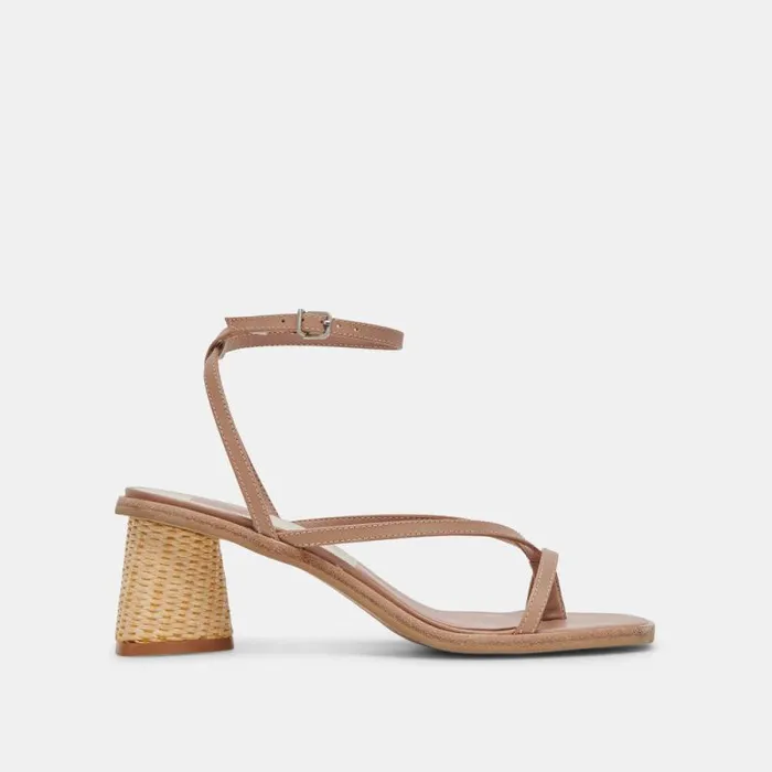 Dolce Vita Banita Wide Sandals Cafe Leather Women Heels