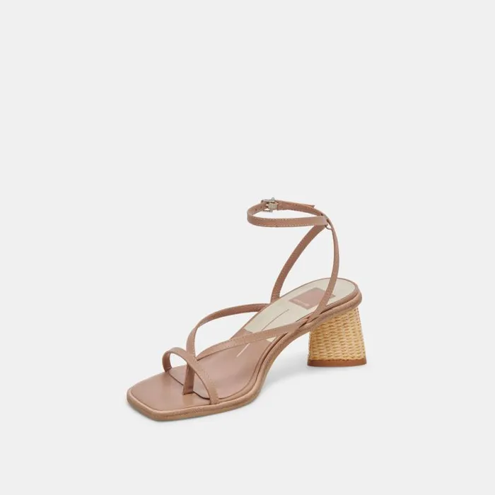Dolce Vita Banita Wide Sandals Cafe Leather Women Heels