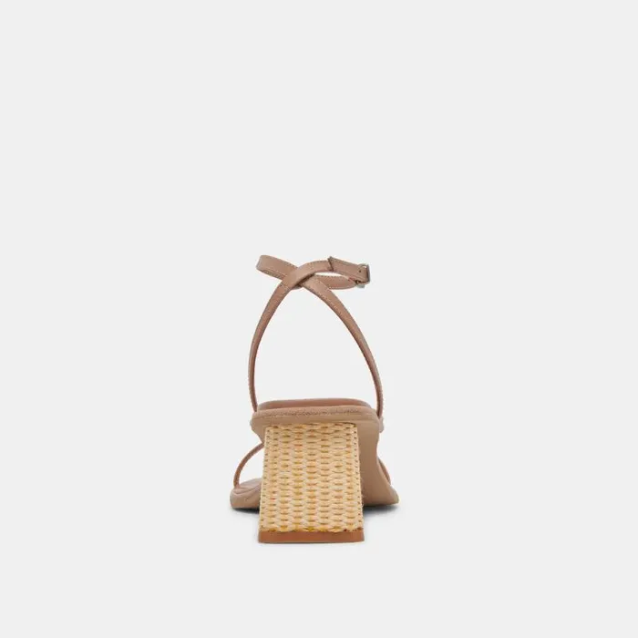 Dolce Vita Banita Wide Sandals Cafe Leather Women Heels