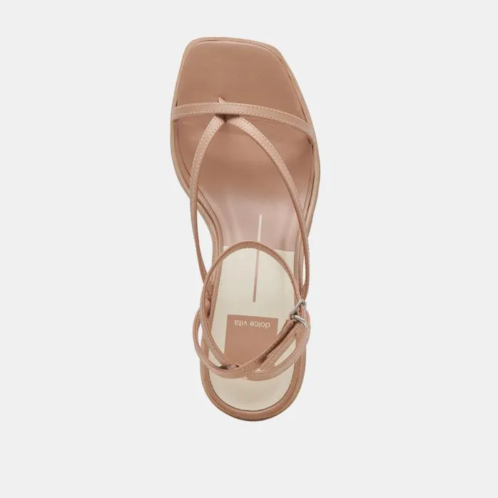 Dolce Vita Banita Wide Sandals Cafe Leather Women Heels