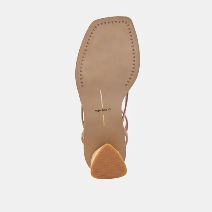 Dolce Vita Banita Wide Sandals Cafe Leather Women Heels