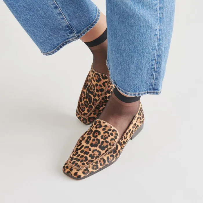 Dolce Vita Beny Flats Dk Leopard Calf Hair Women Flats and Loafers