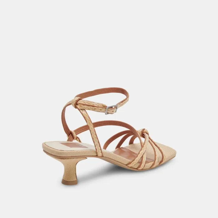 Dolce Vita Bev Braid Wide Heels Brown Natural Jute Women Sandals