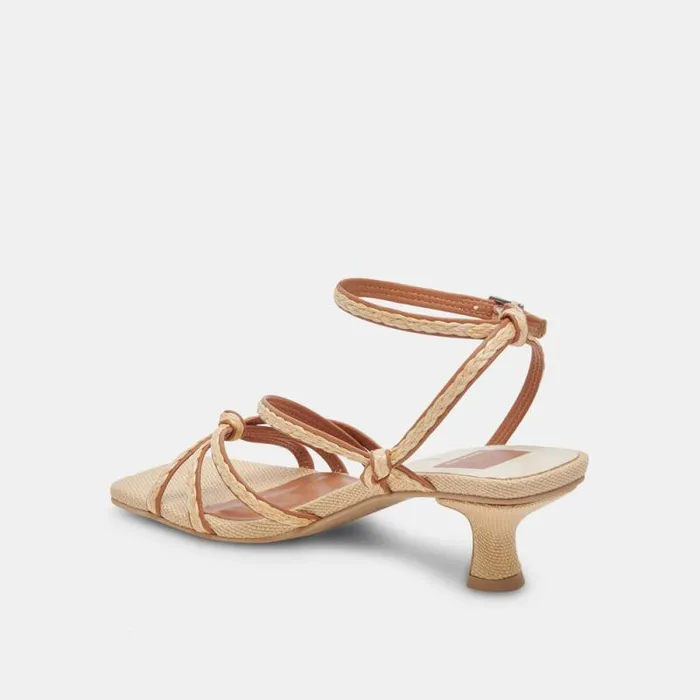 Dolce Vita Bev Braid Wide Heels Brown Natural Jute Women Sandals