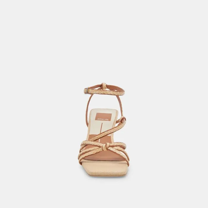 Dolce Vita Bev Braid Wide Heels Brown Natural Jute Women Sandals