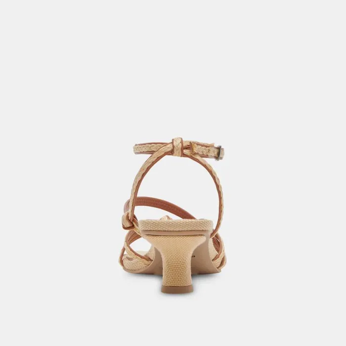 Dolce Vita Bev Braid Wide Heels Brown Natural Jute Women Sandals