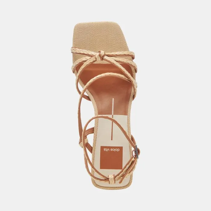 Dolce Vita Bev Braid Wide Heels Brown Natural Jute Women Sandals