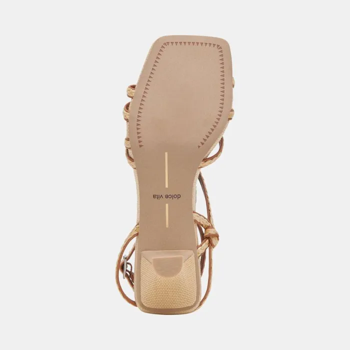Dolce Vita Bev Braid Wide Heels Brown Natural Jute Women Sandals