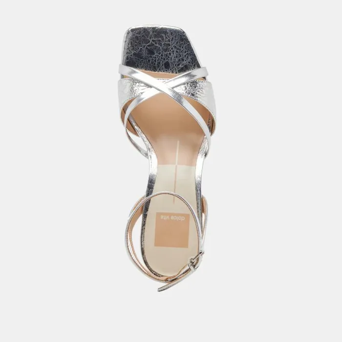 Dolce Vita Blakly Heels Silver Distressed Leather Women Heels