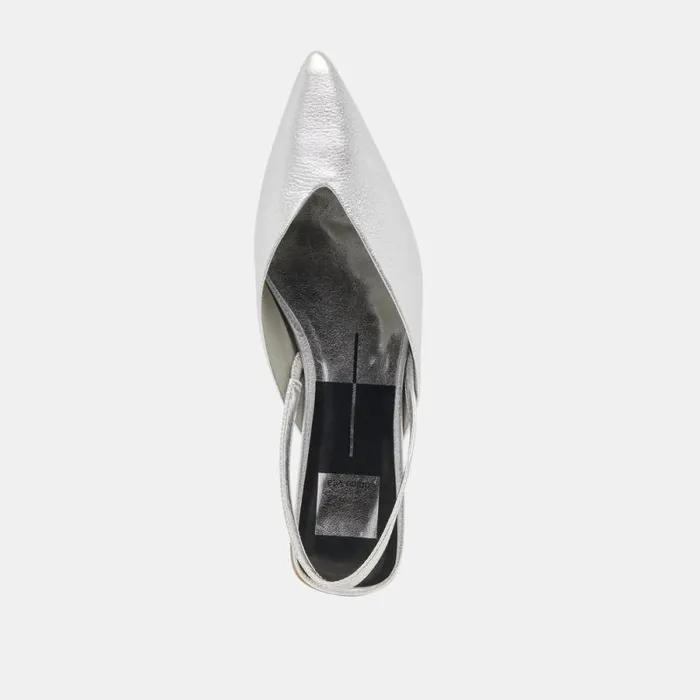 Dolce Vita Byanca Flats Silver Distressed Leather Women Mules and Clogs