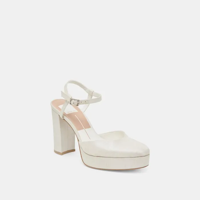 Dolce Vita Claud Heels White Satin Women Heels