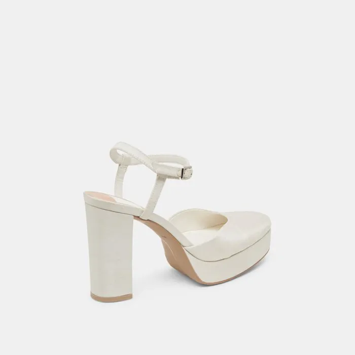 Dolce Vita Claud Heels White Satin Women Heels