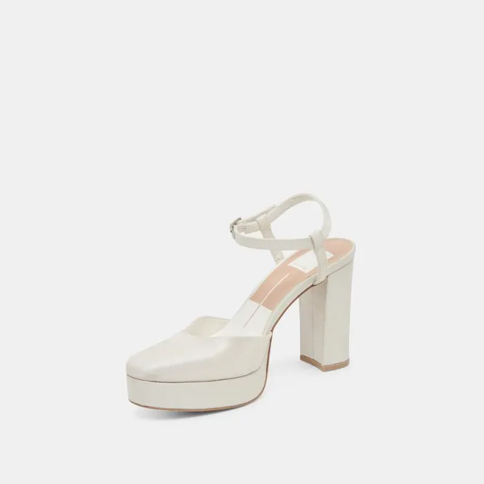 Dolce Vita Claud Heels White Satin Women Heels
