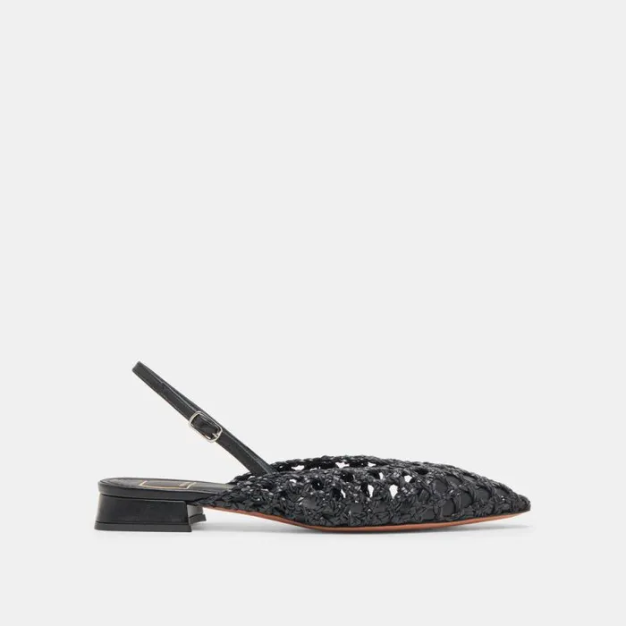 Dolce Vita Cyndi Flats Black Woven Women Flats and Loafers