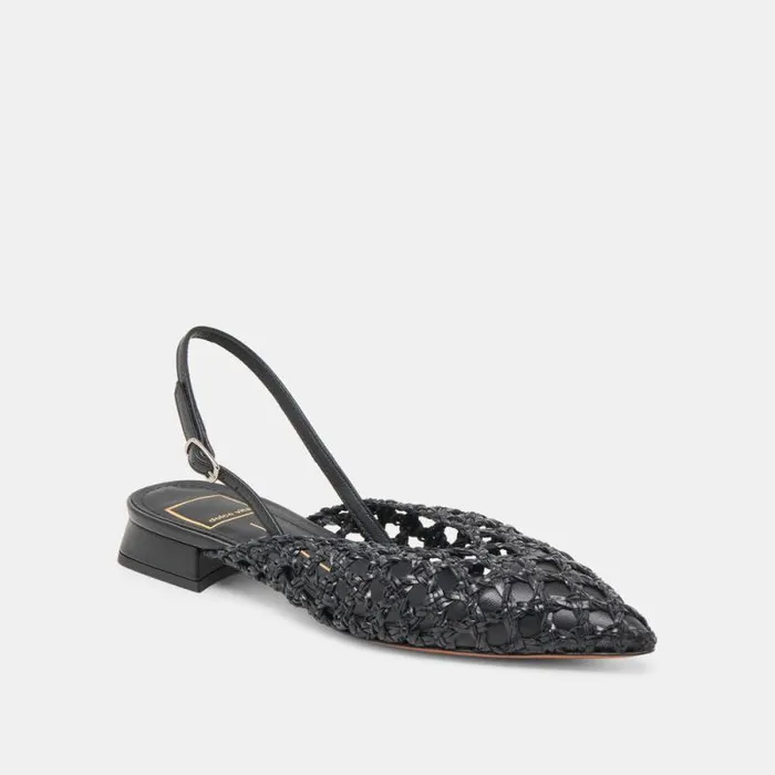 Dolce Vita Cyndi Flats Black Woven Women Flats and Loafers