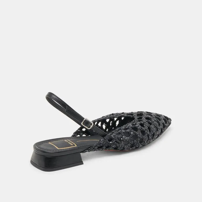 Dolce Vita Cyndi Flats Black Woven Women Flats and Loafers