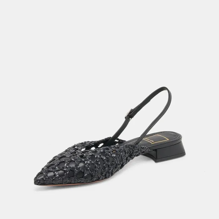 Dolce Vita Cyndi Flats Black Woven Women Flats and Loafers