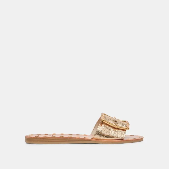 Dolce Vita Dasa Sandals Gold Crackled Leather Women Sandals