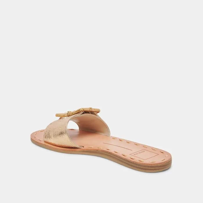 Dolce Vita Dasa Sandals Gold Crackled Leather Women Sandals