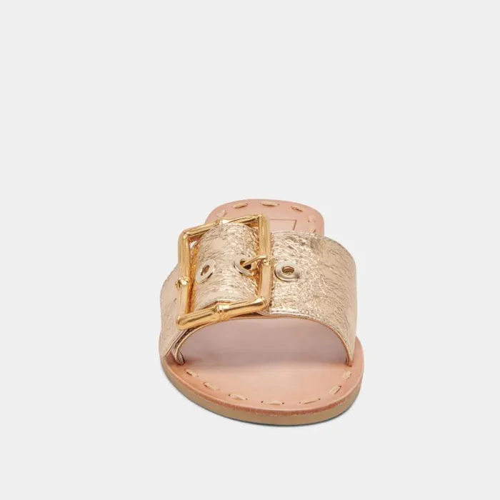 Dolce Vita Dasa Sandals Gold Crackled Leather Women Sandals