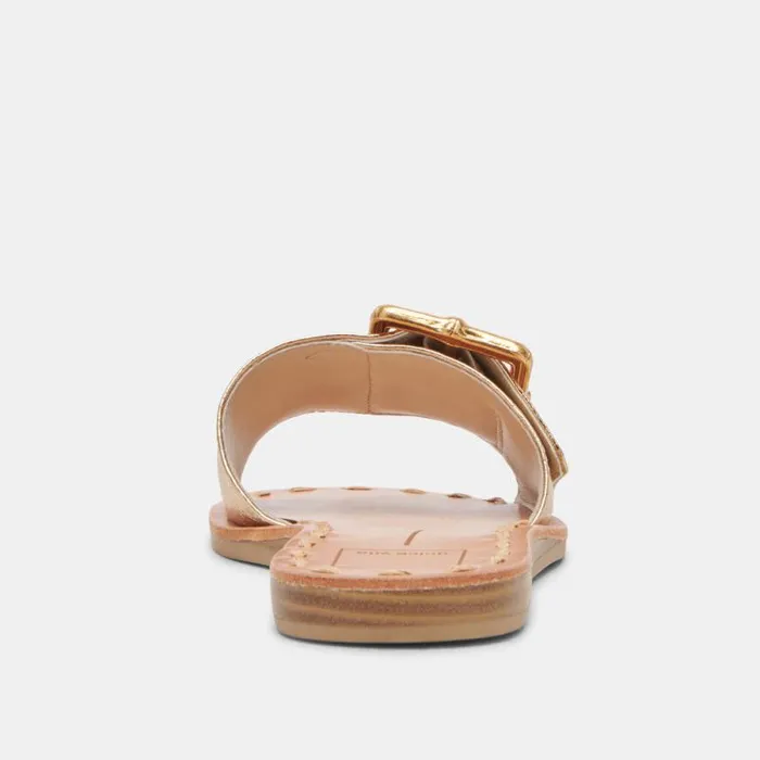 Dolce Vita Dasa Sandals Gold Crackled Leather Women Sandals