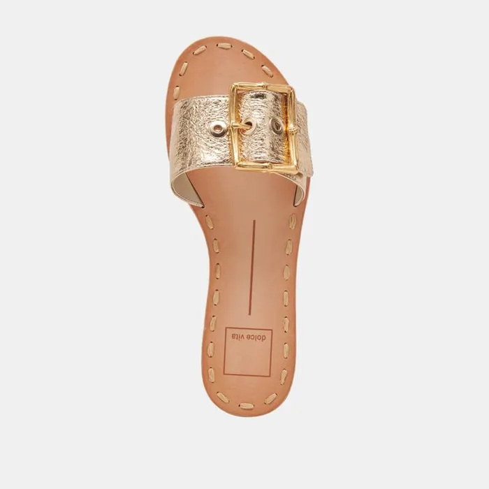 Dolce Vita Dasa Sandals Gold Crackled Leather Women Sandals