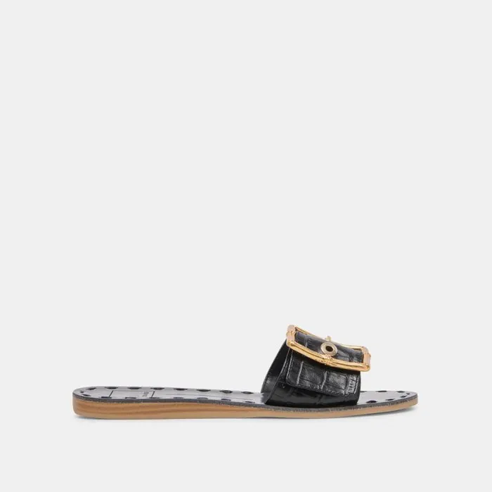 Dolce Vita Dasa Sandals Noir Embossed Leather Women Sandals