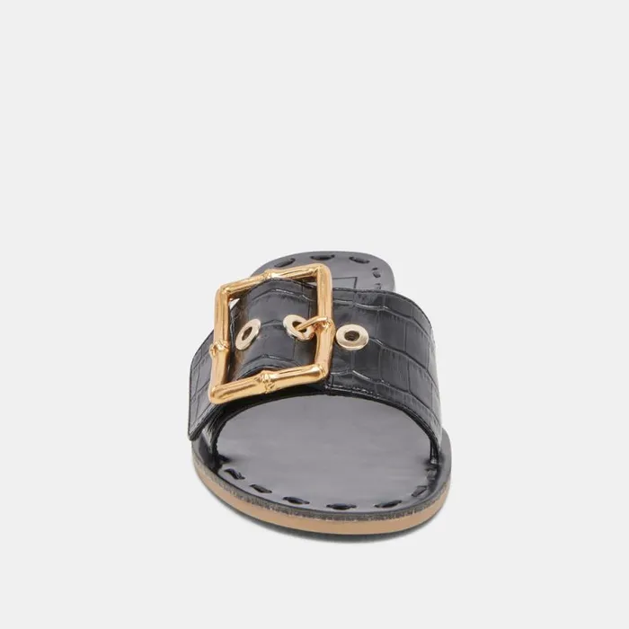 Dolce Vita Dasa Sandals Noir Embossed Leather Women Sandals