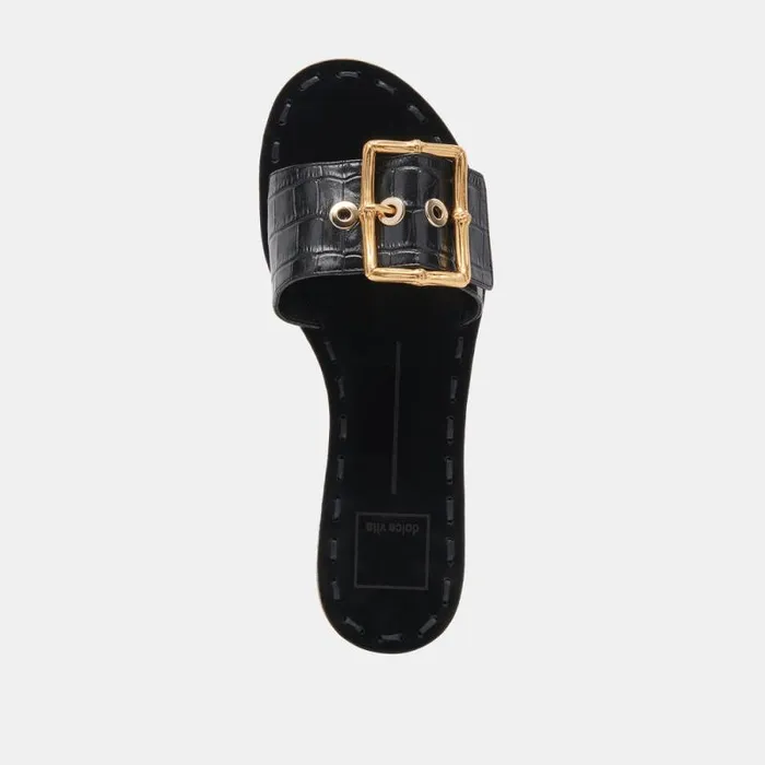 Dolce Vita Dasa Sandals Noir Embossed Leather Women Sandals