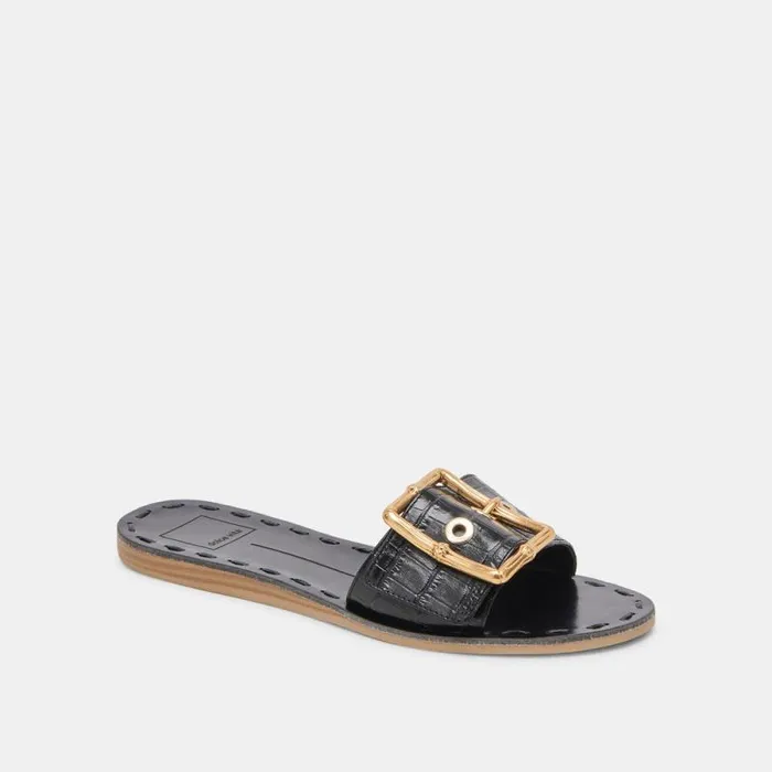 Dolce Vita Dasa Sandals Noir Embossed Leather Women Sandals