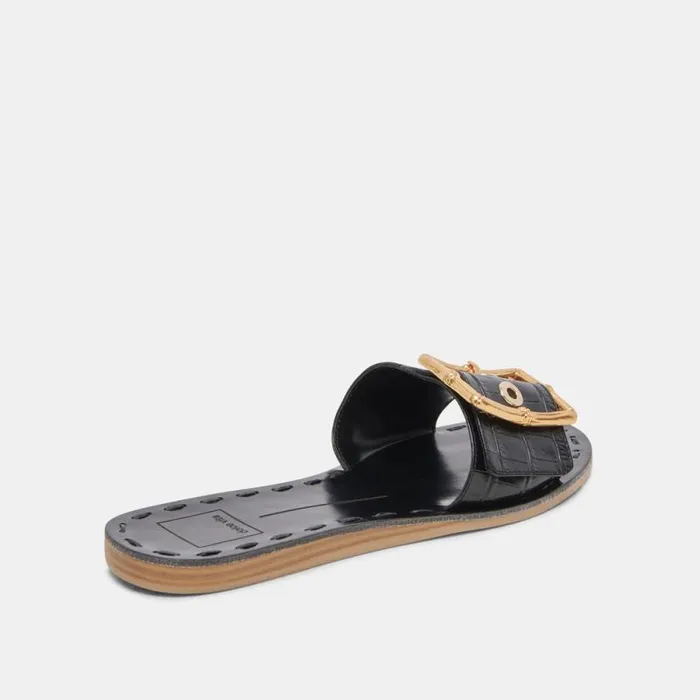 Dolce Vita Dasa Sandals Noir Embossed Leather Women Sandals