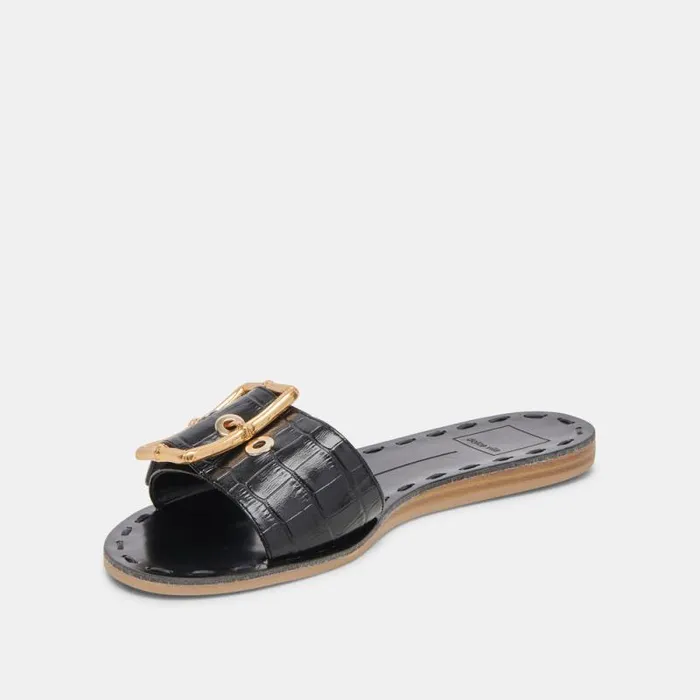 Dolce Vita Dasa Sandals Noir Embossed Leather Women Sandals