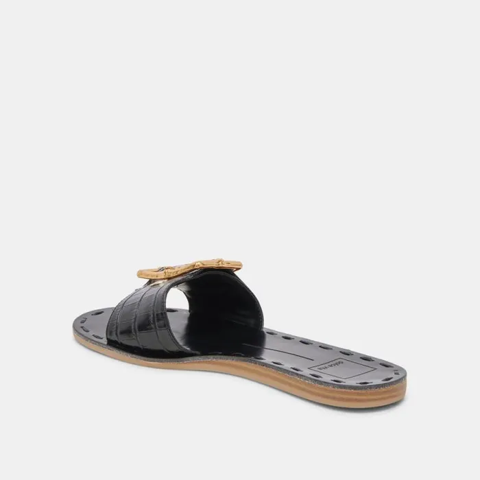 Dolce Vita Dasa Sandals Noir Embossed Leather Women Sandals