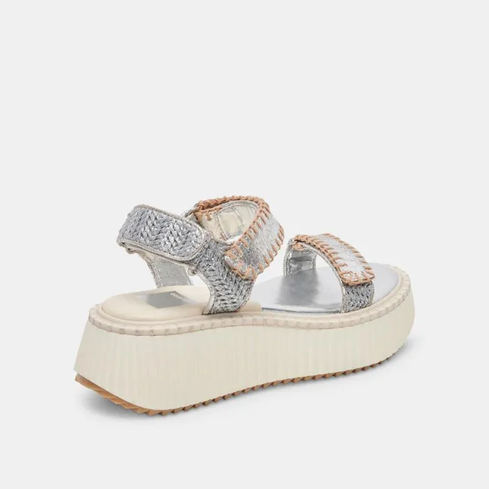 Dolce Vita Debra Sandals Silver Distressed Leather Women Sandals