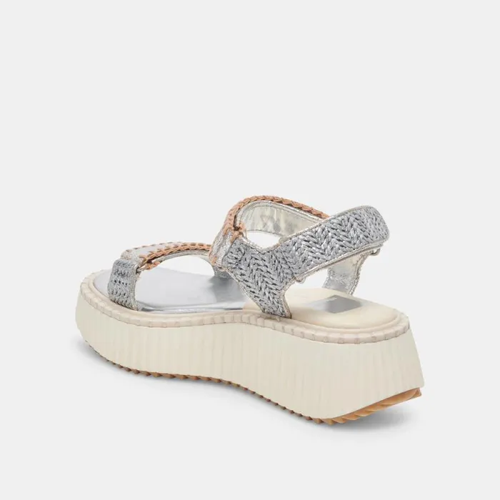 Dolce Vita Debra Sandals Silver Distressed Leather Women Sandals