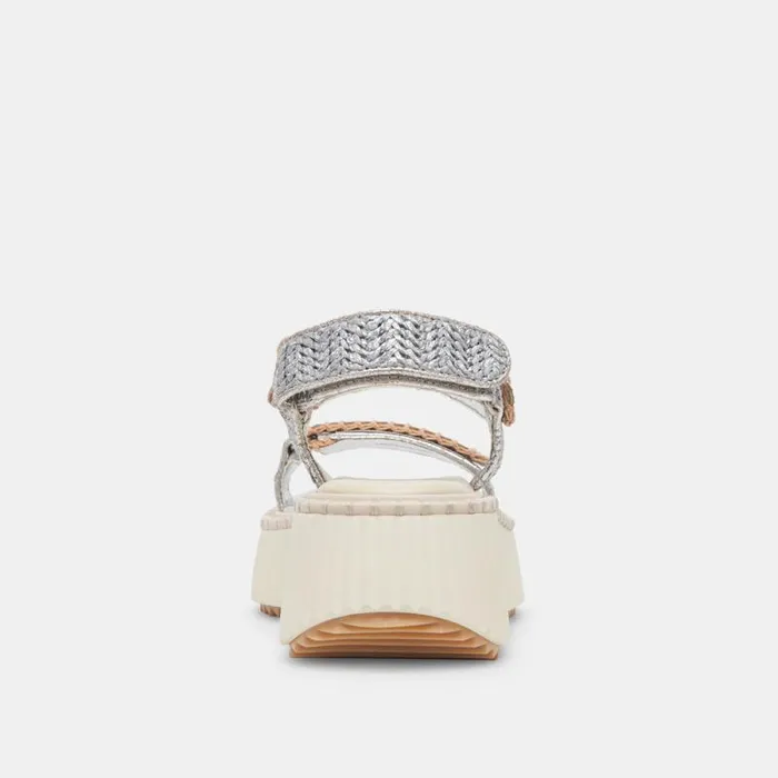 Dolce Vita Debra Sandals Silver Distressed Leather Women Sandals