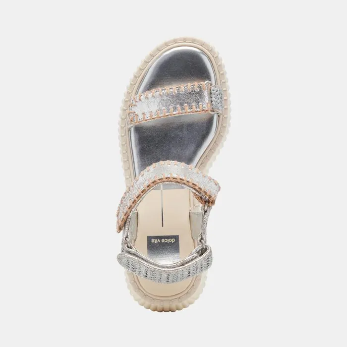 Dolce Vita Debra Sandals Silver Distressed Leather Women Sandals