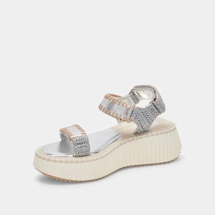 Dolce Vita Debra Sandals Silver Distressed Leather Women Sandals