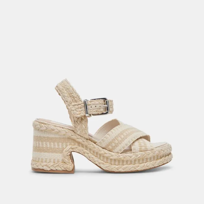 Dolce Vita Grayce Heels Natural Multi Woven Women Sandals