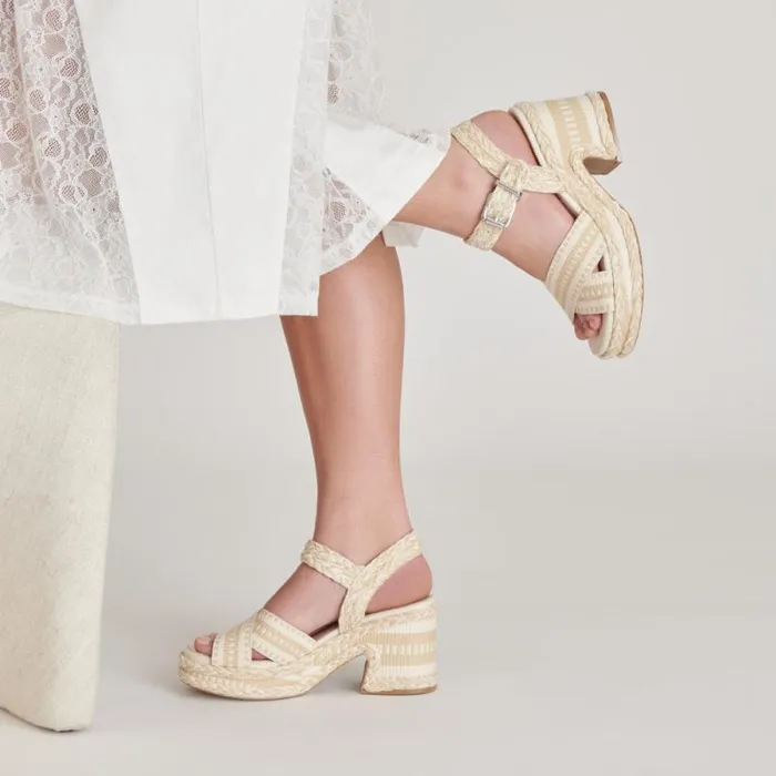 Dolce Vita Grayce Heels Natural Multi Woven Women Sandals