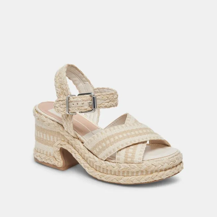 Dolce Vita Grayce Heels Natural Multi Woven Women Sandals
