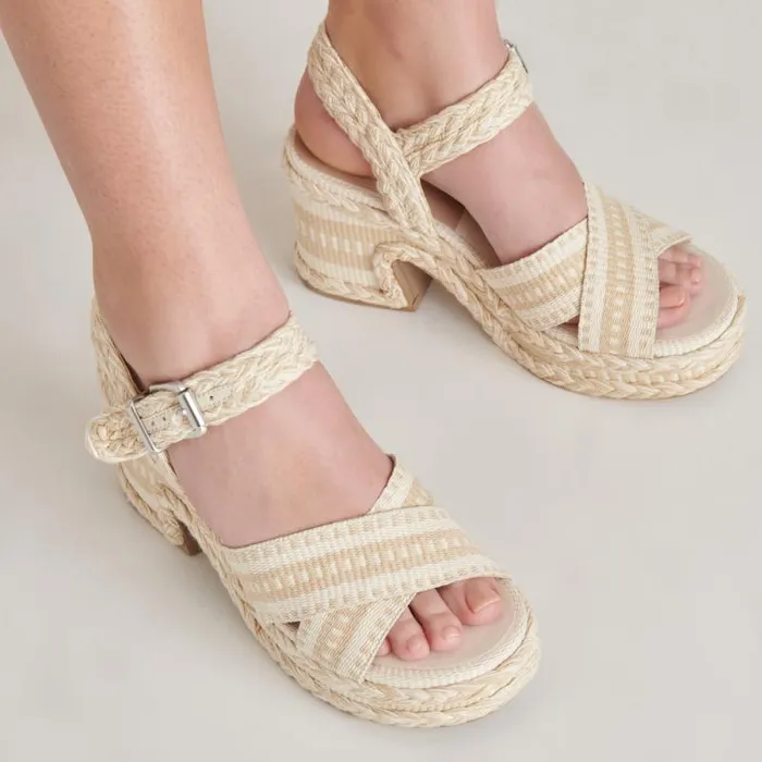 Dolce Vita Grayce Heels Natural Multi Woven Women Sandals