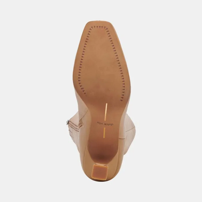 Dolce Vita Gyra Wide Calf Boots Tan Leather Women Boots and Booties