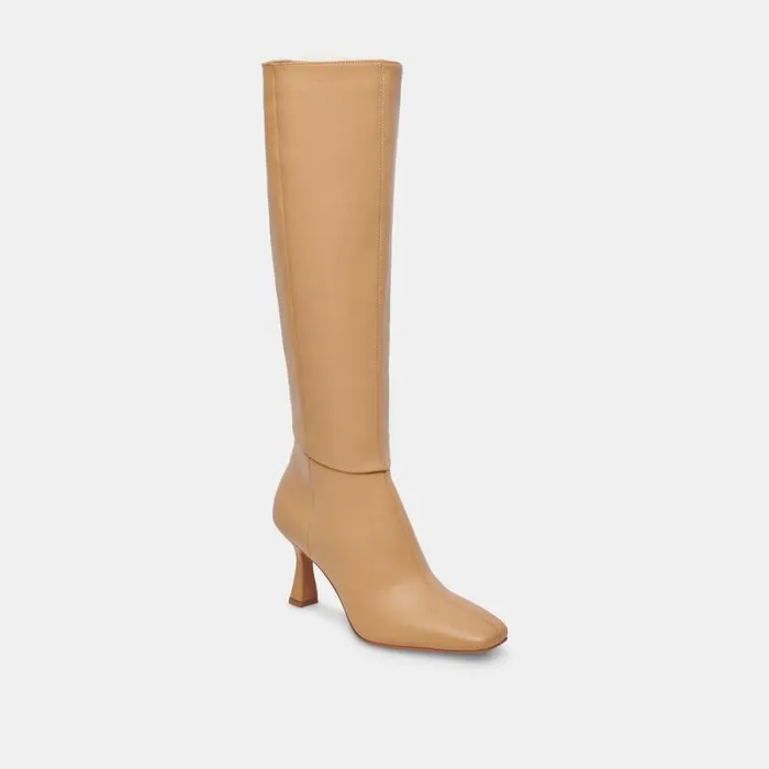 Dolce Vita Gyra Wide Calf Boots Tan Leather Women Boots and Booties